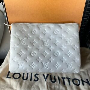 Lambskin Embossed Monogram Coussin PM Beige Cream